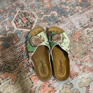 Free People Multicolor Snakeskin Slides